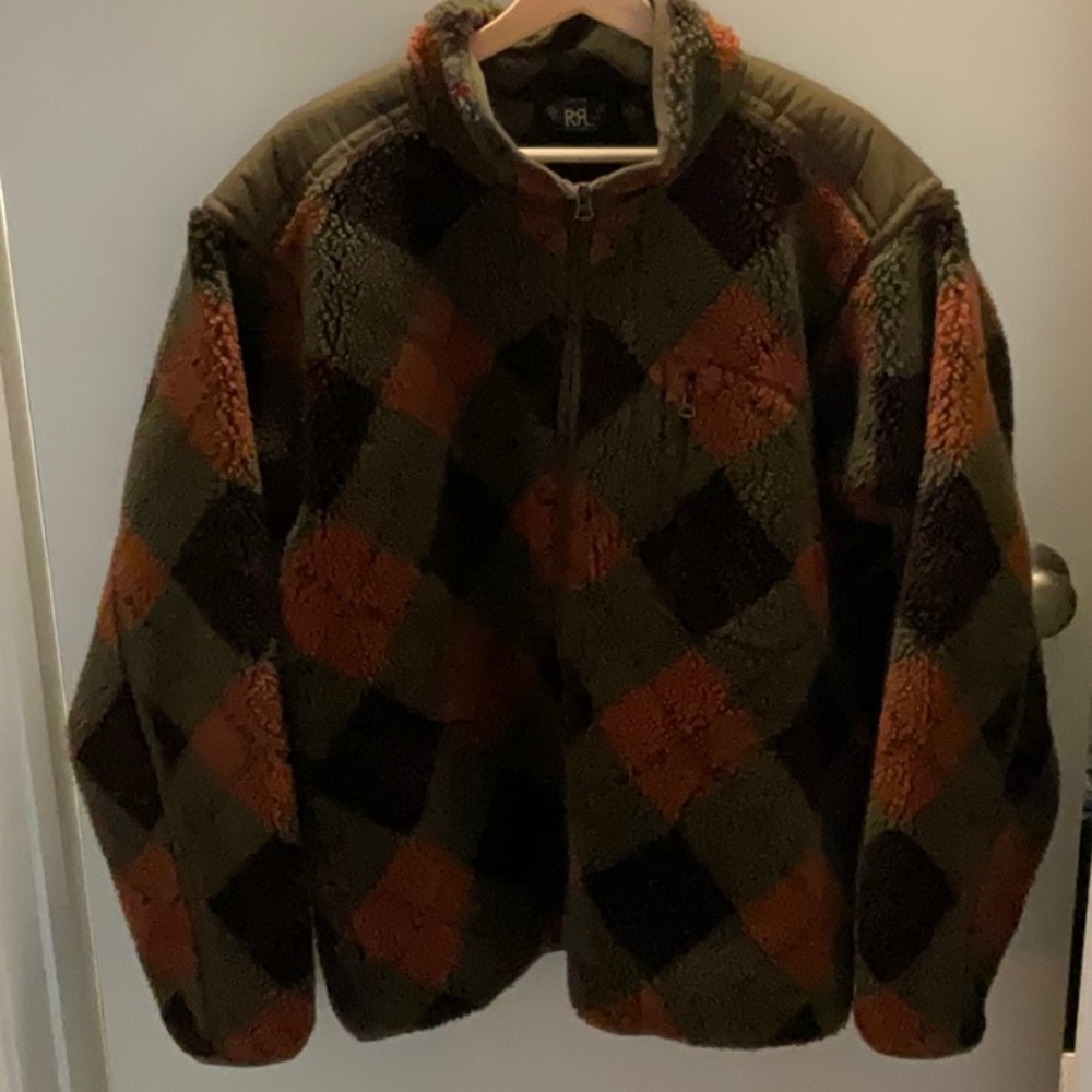 RRL Argyle Pile Fleece - Size XL